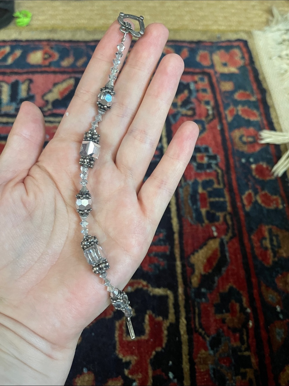 Silver-Tone Crystal Beaded Bracelet - Elegant Women’s Jewelry